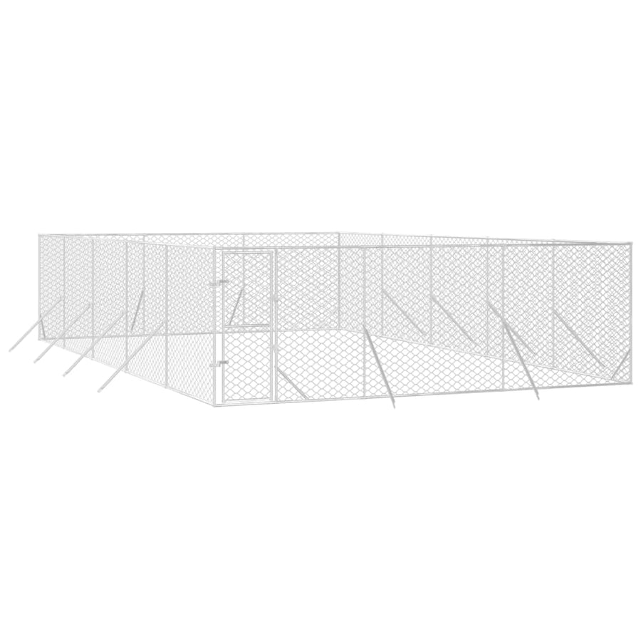 Hondenkennel Voor Buiten Gegalvaniseerd Staal Zilver 6 x 10 x 2 m