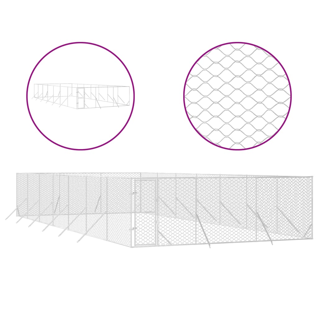 Hondenkennel Voor Buiten Gegalvaniseerd Staal Zilver 6 x 14 x 2 m