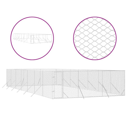 Hondenkennel Voor Buiten Gegalvaniseerd Staal Zilver 6 x 14 x 2 m