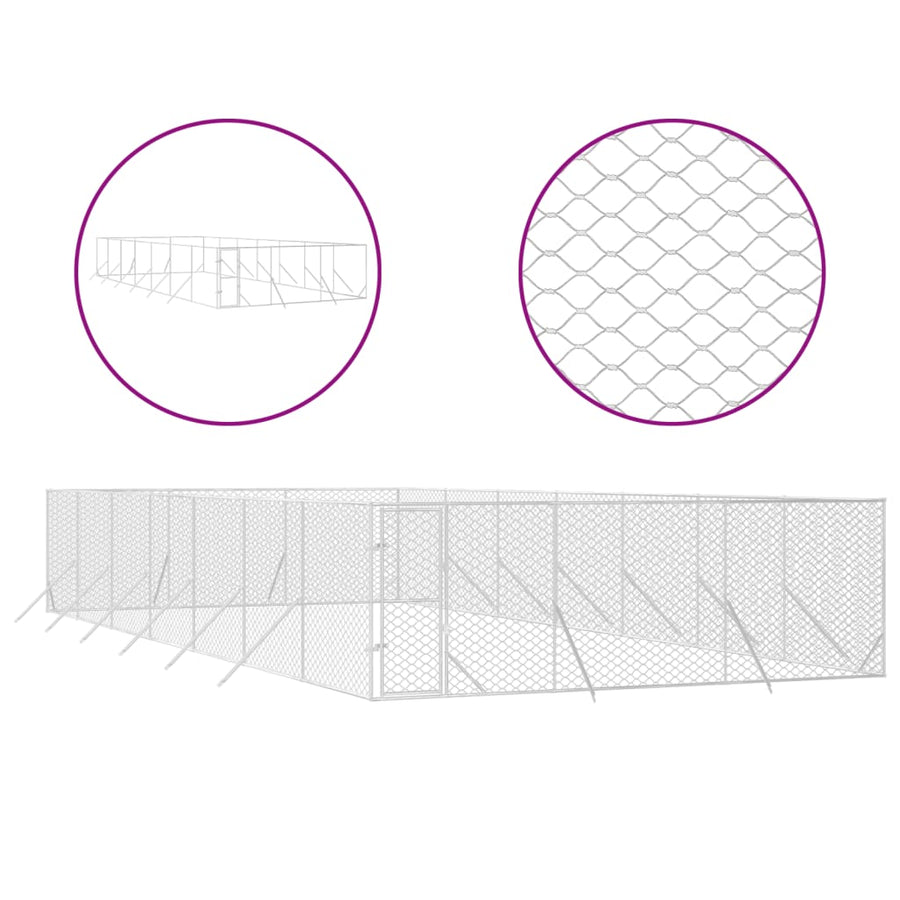 Hondenkennel Voor Buiten Gegalvaniseerd Staal Zilver 6 x 14 x 2 m