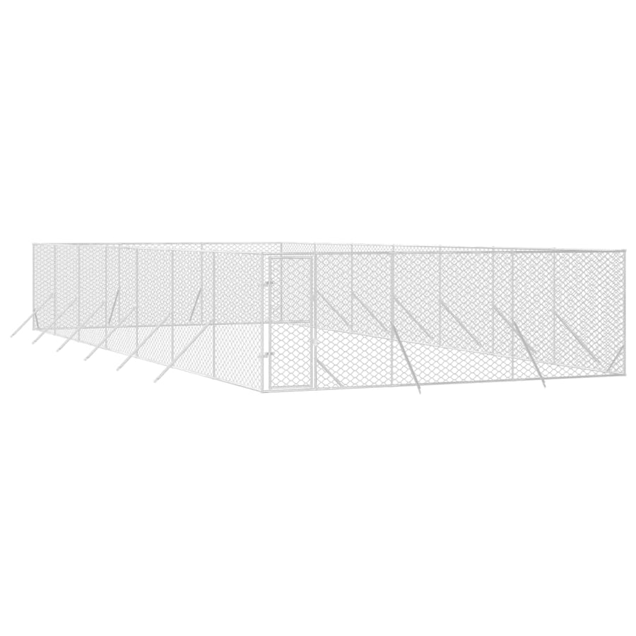 Hondenkennel Voor Buiten Gegalvaniseerd Staal Zilver 6 x 14 x 2 m