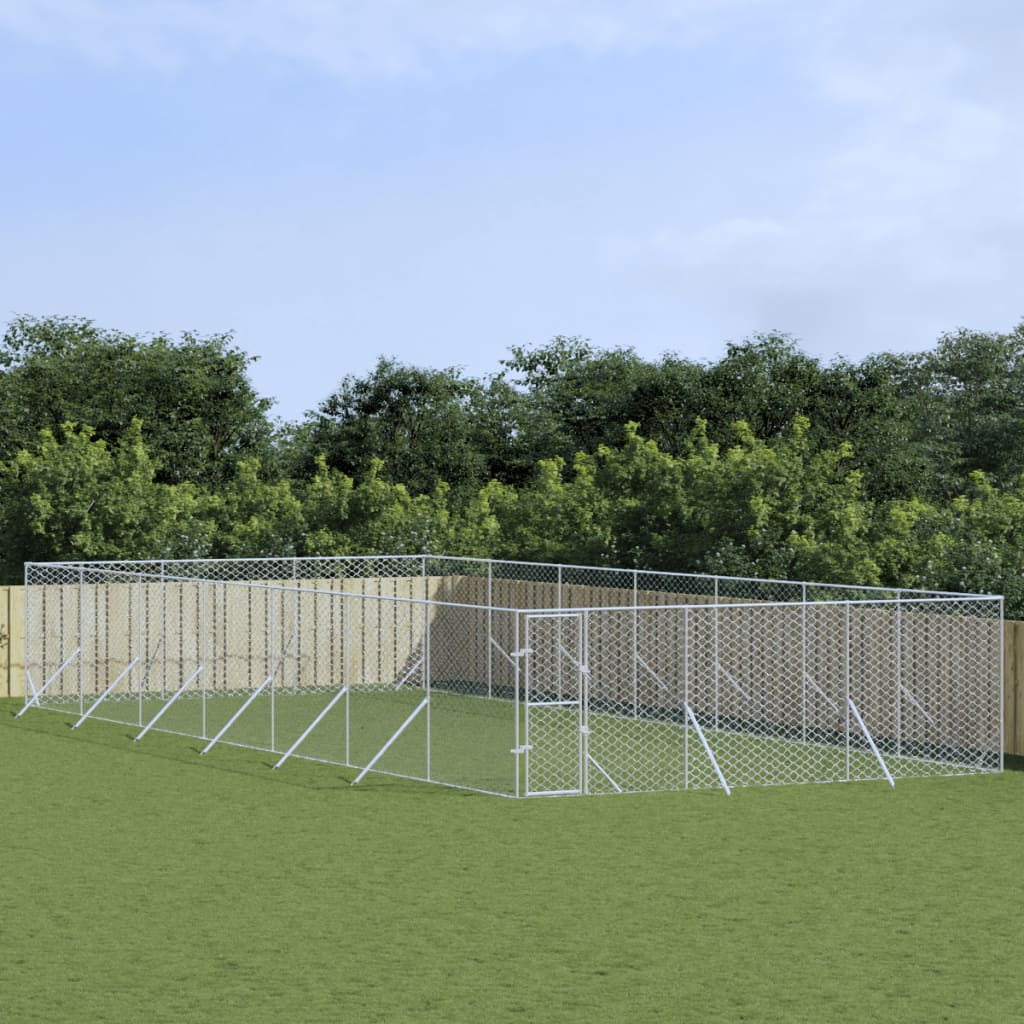 Hondenkennel Voor Buiten Gegalvaniseerd Staal Zilver 6 x 14 x 2 m