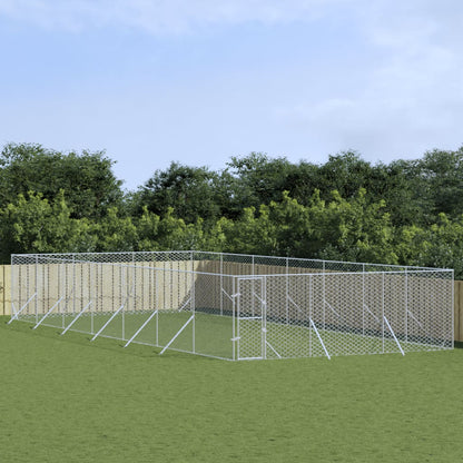 Hondenkennel Voor Buiten Gegalvaniseerd Staal Zilver 6 x 14 x 2 m