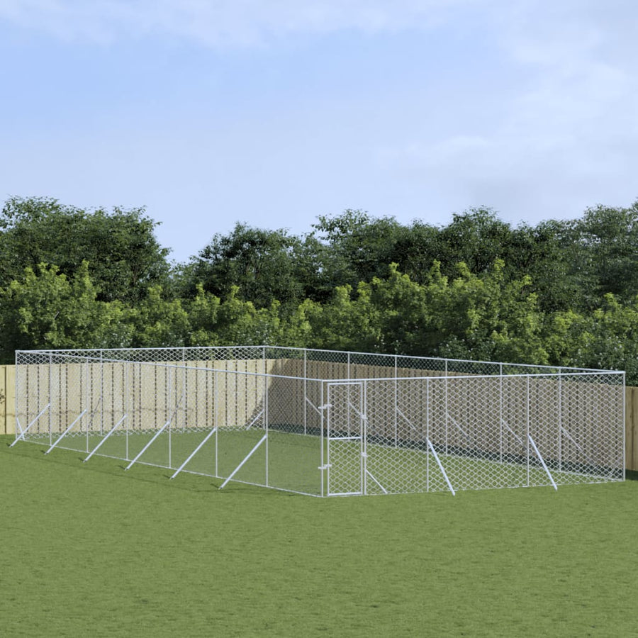 Hondenkennel Voor Buiten Gegalvaniseerd Staal Zilver 6 x 14 x 2 m