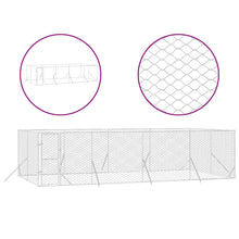 Hondenkennel Voor Buiten Gegalvaniseerd Staal Zilver 8 x 4 x 2 m