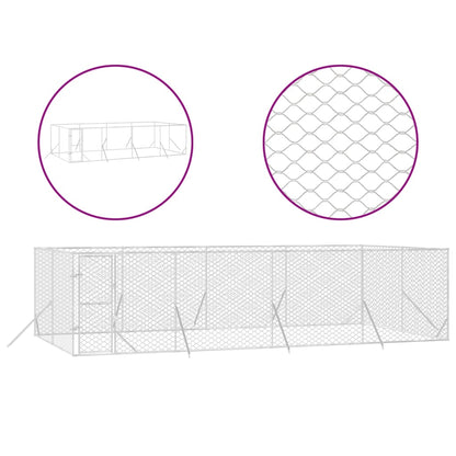 Hondenkennel Voor Buiten Gegalvaniseerd Staal Zilver 8 x 4 x 2 m