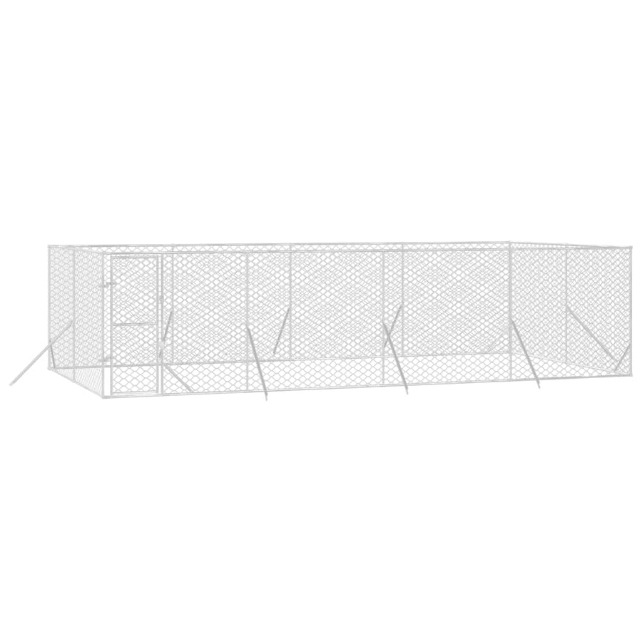 Hondenkennel Voor Buiten Gegalvaniseerd Staal Zilver 8 x 4 x 2 m