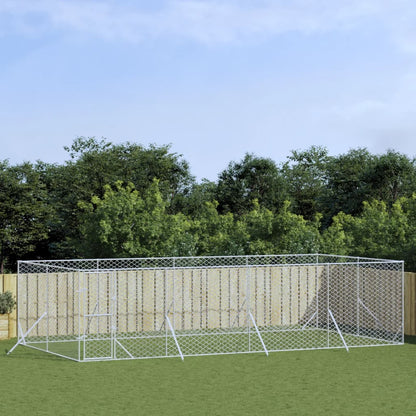 Hondenkennel Voor Buiten Gegalvaniseerd Staal Zilver 8 x 4 x 2 m