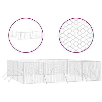 Hondenkennel Voor Buiten Gegalvaniseerd Staal Zilver 8 x 8 x 2 m