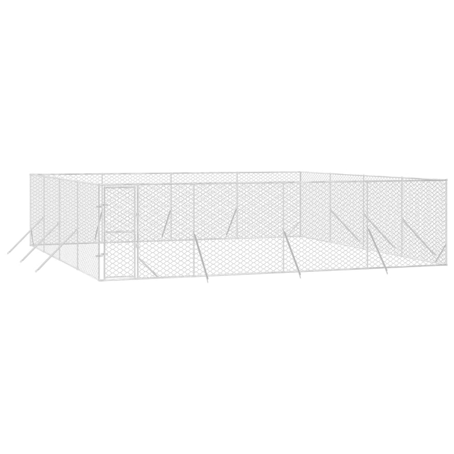 Hondenkennel Voor Buiten Gegalvaniseerd Staal Zilver 8 x 8 x 2 m