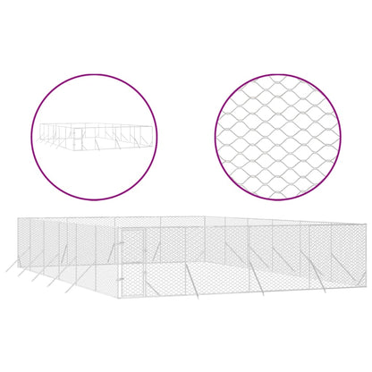 Hondenkennel Voor Buiten Gegalvaniseerd Staal Zilver 8 x 12 x 2 m