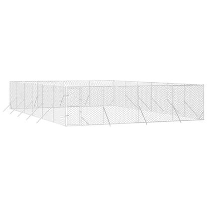 Hondenkennel Voor Buiten Gegalvaniseerd Staal Zilver 8 x 12 x 2 m