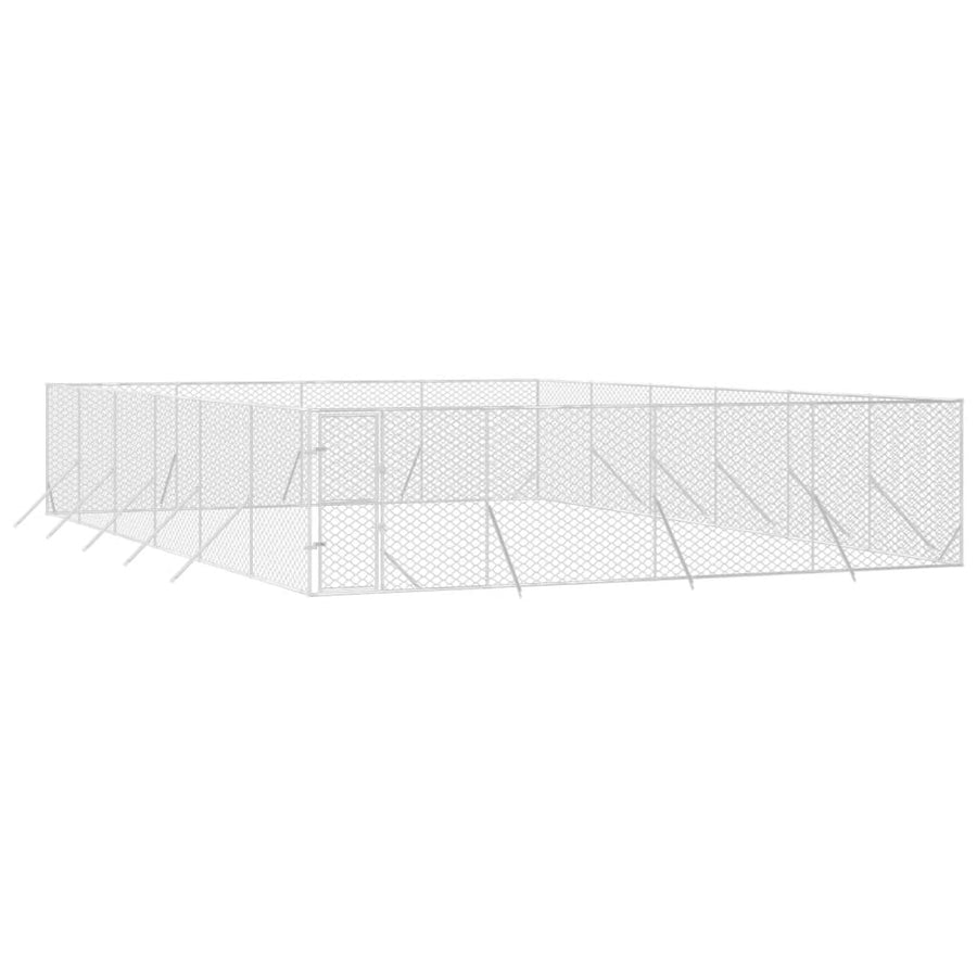 Hondenkennel Voor Buiten Gegalvaniseerd Staal Zilver 8 x 12 x 2 m