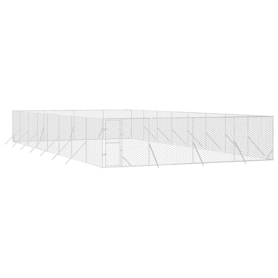 Hondenkennel Voor Buiten Gegalvaniseerd Staal Zilver 8 x 16 x 2 m