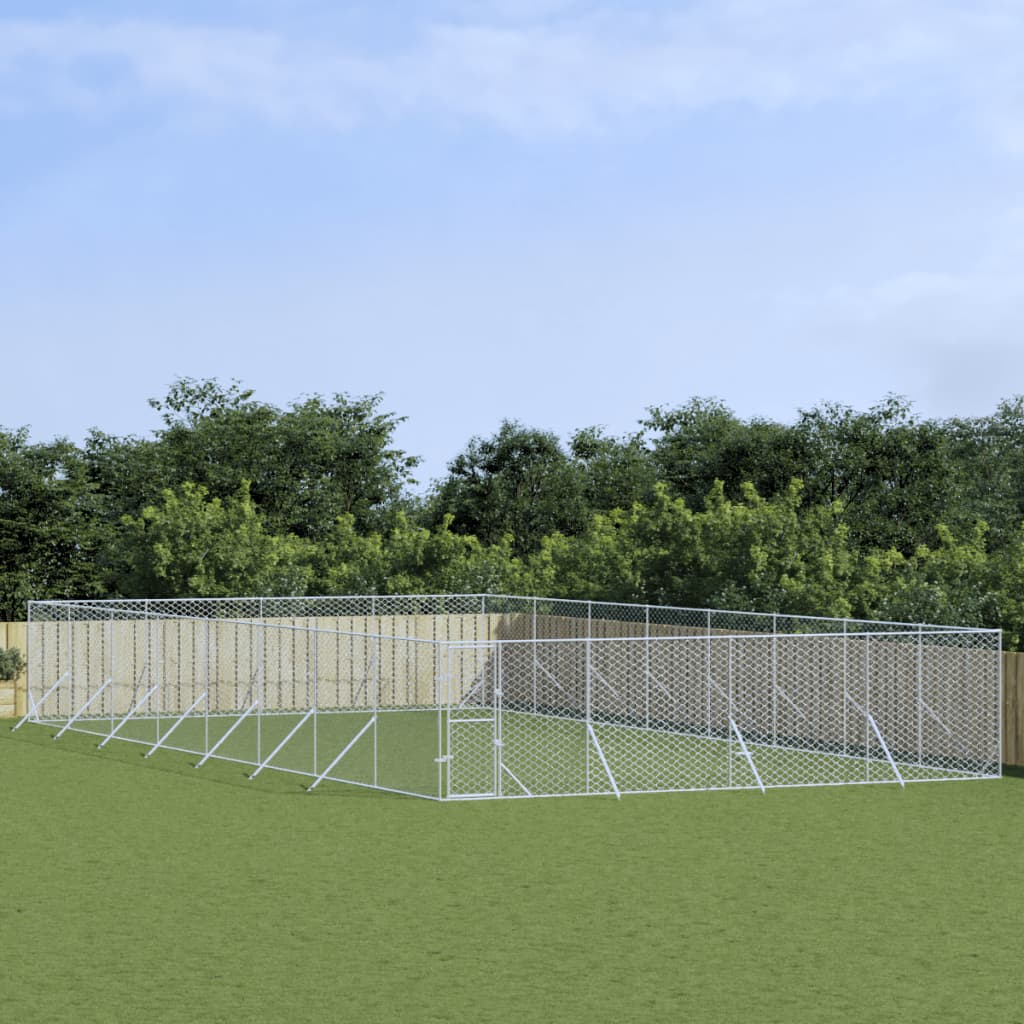 Hondenkennel Voor Buiten Gegalvaniseerd Staal Zilver 8 x 16 x 2 m