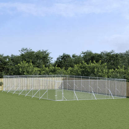 Hondenkennel Voor Buiten Gegalvaniseerd Staal Zilver 8 x 16 x 2 m