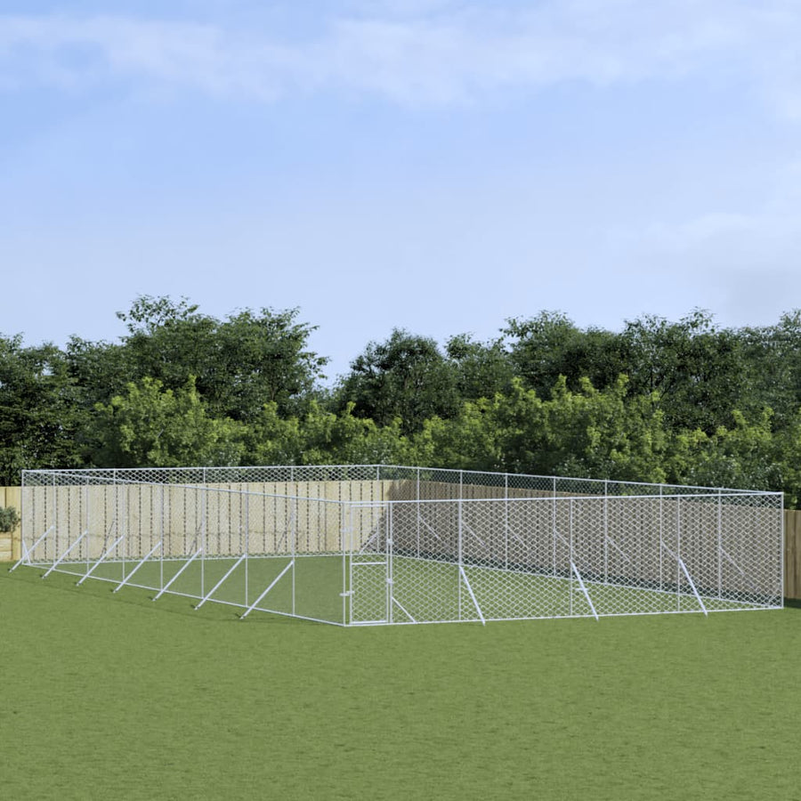Hondenkennel Voor Buiten Gegalvaniseerd Staal Zilver 8 x 16 x 2 m