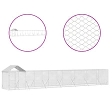 Hondenkennel Met Dak 14X2X2,5 M Gegalvaniseerd Staal Zilver 14 x 2 x 2.5 m