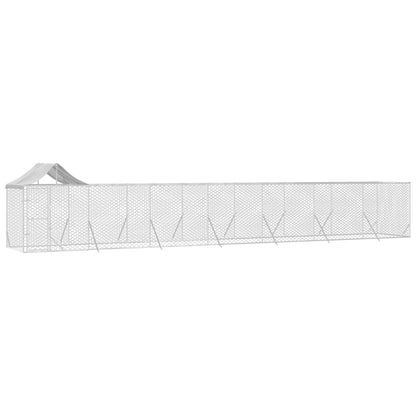 Hondenkennel Met Dak 14X2X2,5 M Gegalvaniseerd Staal Zilver 14 x 2 x 2.5 m