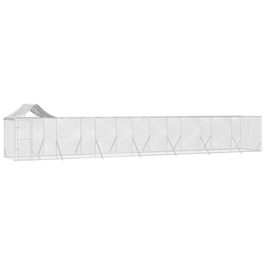 Hondenkennel Met Dak 14X2X2,5 M Gegalvaniseerd Staal Zilver 14 x 2 x 2.5 m