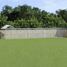 Hondenkennel Met Dak 14X2X2,5 M Gegalvaniseerd Staal Zilver 14 x 2 x 2.5 m