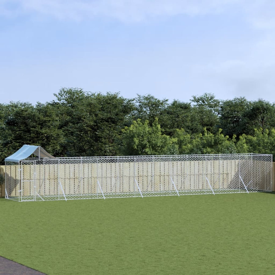 Hondenkennel Met Dak 2X2X2,5 M Gegalvaniseerd Staal Zilver