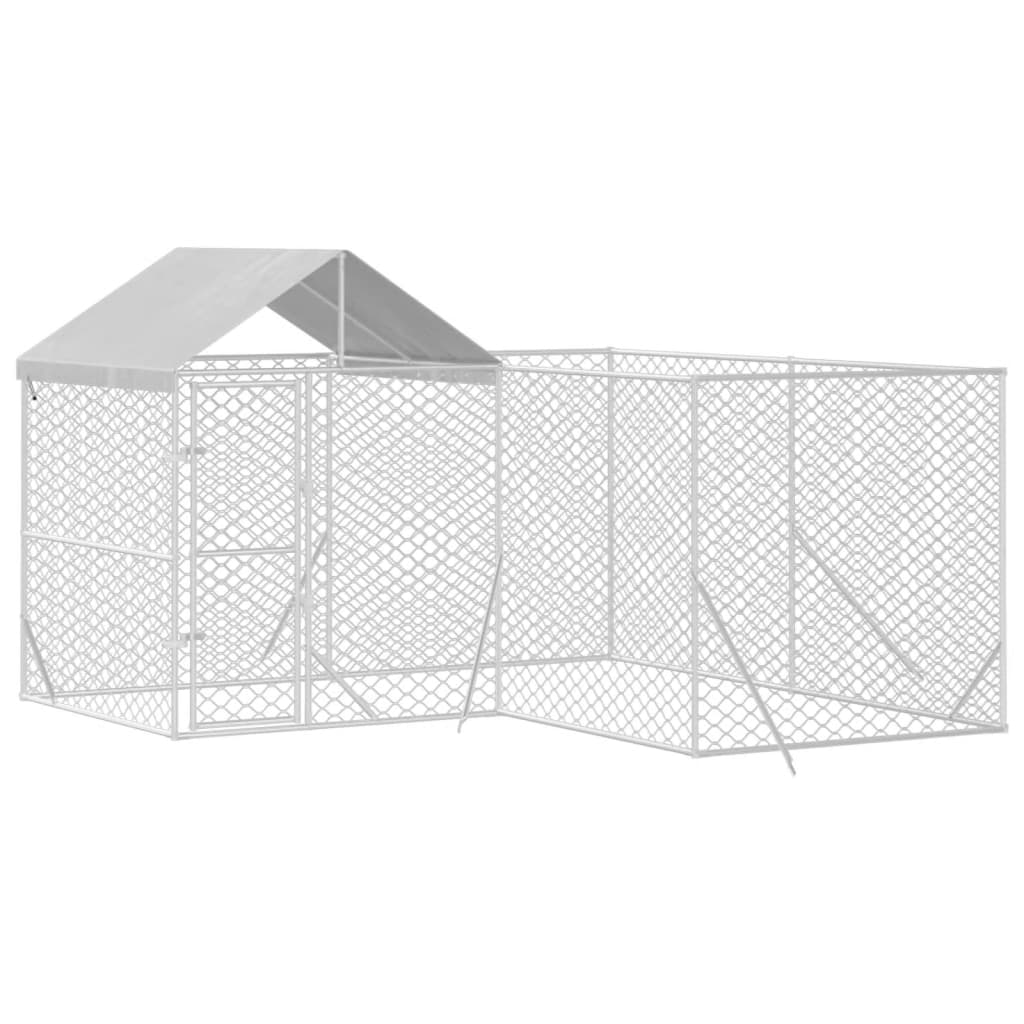 Hondenkennel Met Dak 4X4X2,5 M Gegalvaniseerd Staal Zilver 4 x 4 x 2.5 m