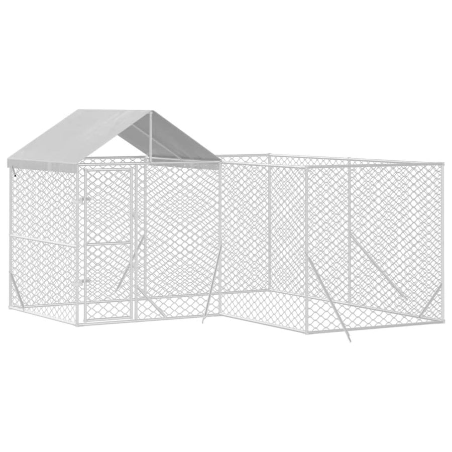 Hondenkennel Met Dak 4X4X2,5 M Gegalvaniseerd Staal Zilver 4 x 4 x 2.5 m
