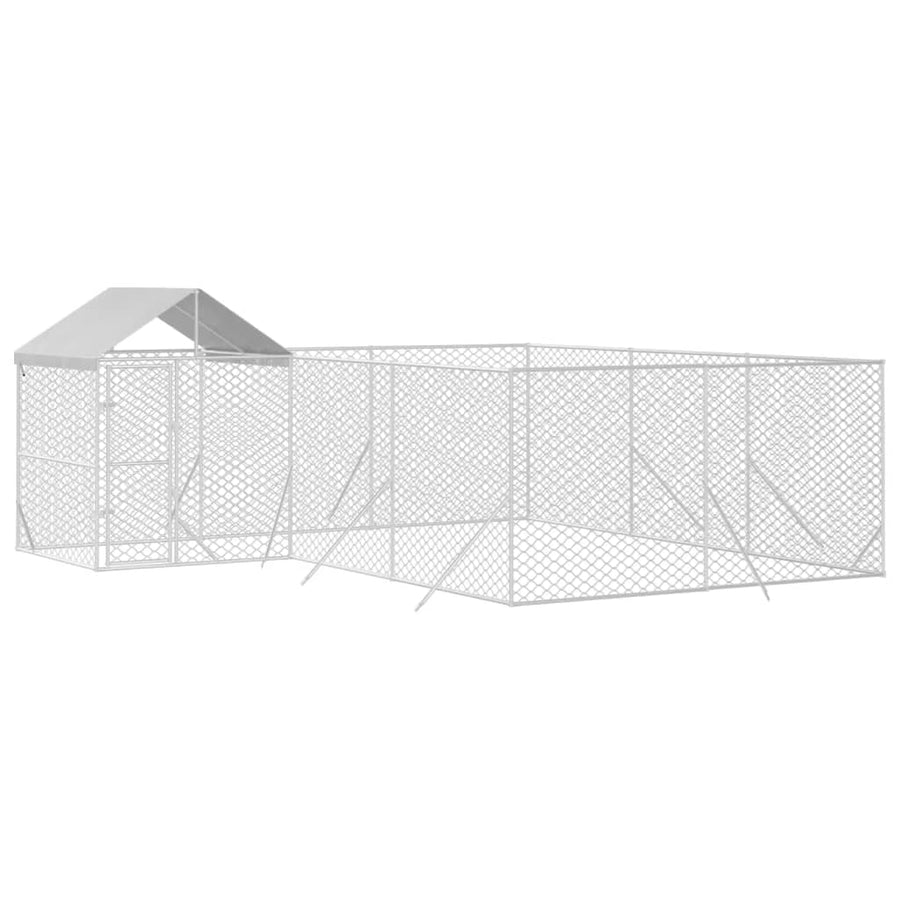 Hondenkennel met dak 6x6x2,5 m gegalvaniseerd staal zilver 6 x 6 x 2.5 m