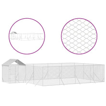 Hondenkennel Met Dak 10X6X2,5 M Gegalvaniseerd Staal Zilver 10 x 6 x 2.5 m