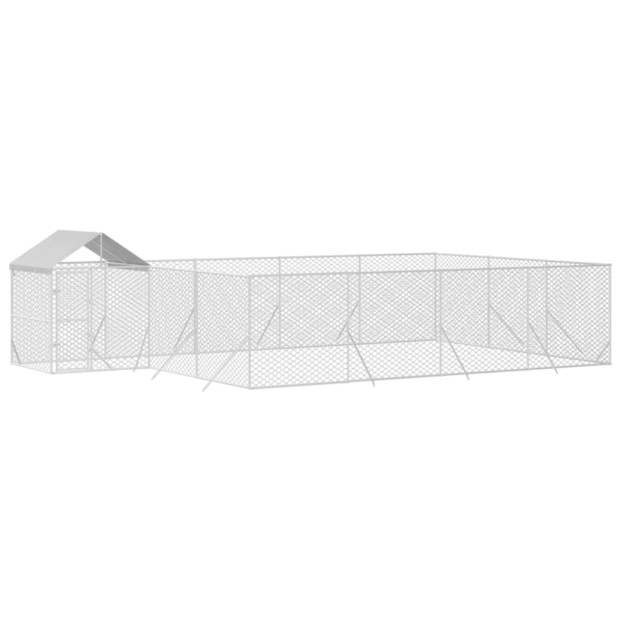 Hondenkennel Met Dak 10X6X2,5 M Gegalvaniseerd Staal Zilver 10 x 6 x 2.5 m