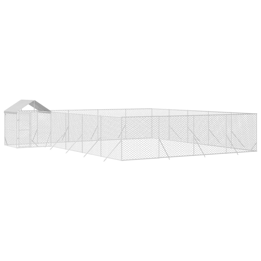 Hondenkennel met dak 10x8x2,5 m gegalvaniseerd staal zilver 10 x 8 x 2.5 m
