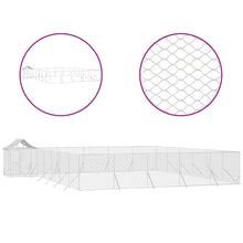 Hondenkennel Met Dak 12X12X2,5 M Gegalvaniseerd Staal Zilver 12 x 12 x 2.5 m
