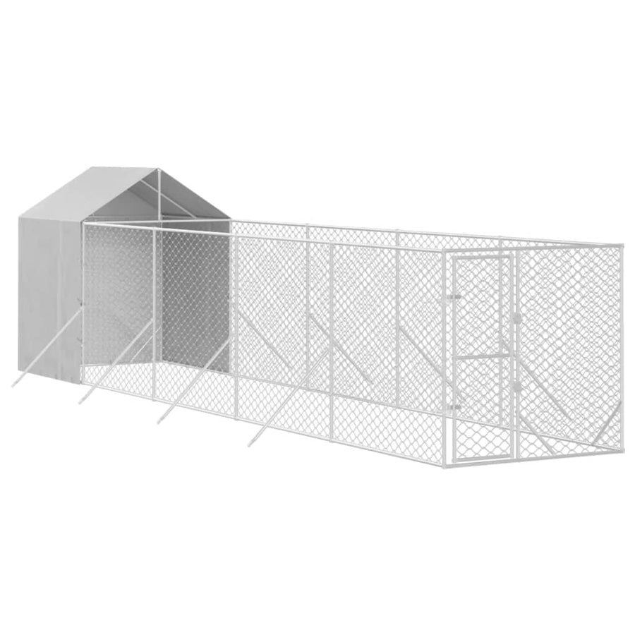 Hondenkennel met dak 2x10x2,5 m gegalvaniseerd staal zilver 2 x 10 x 2.5 m