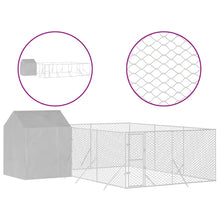 Hondenkennel Met Dak 6X6X2,5 M Gegalvaniseerd Staal Zilver 6 x 6 x 2.5 m