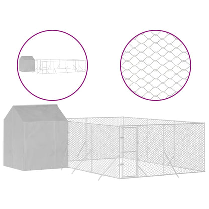 Hondenkennel Met Dak 6X6X2,5 M Gegalvaniseerd Staal Zilver 6 x 6 x 2.5 m
