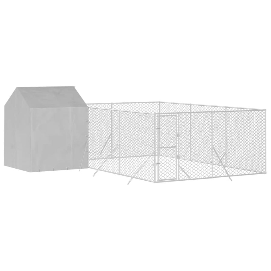 Hondenkennel Met Dak 6X6X2,5 M Gegalvaniseerd Staal Zilver 6 x 6 x 2.5 m