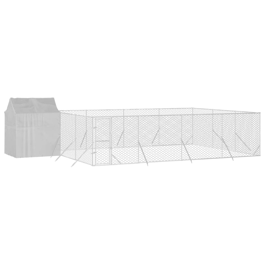 Hondenkennel Met Dak 6X6X2,5 M Gegalvaniseerd Staal Zilver