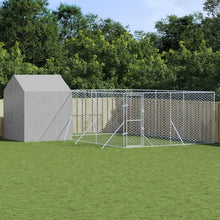 Hondenkennel Met Dak 6X6X2,5 M Gegalvaniseerd Staal Zilver 6 x 6 x 2.5 m