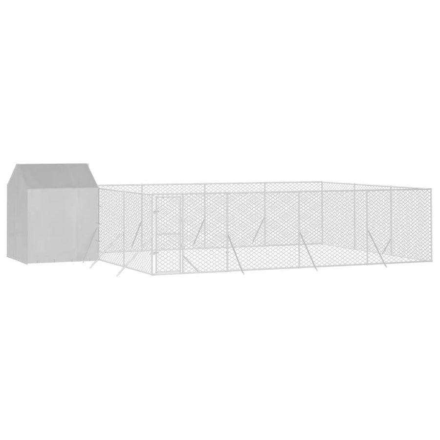 Hondenkennel met dak 10x6x2,5 m gegalvaniseerd staal zilver 10 x 6 x 2.5 m
