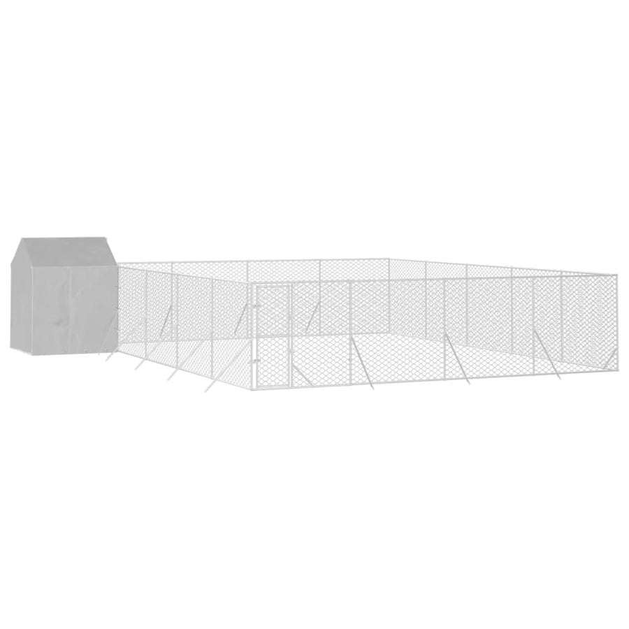 Hondenkennel met dak 10x10x2,5 m gegalvaniseerd staal zilver 10 x 10 x 2.5 m