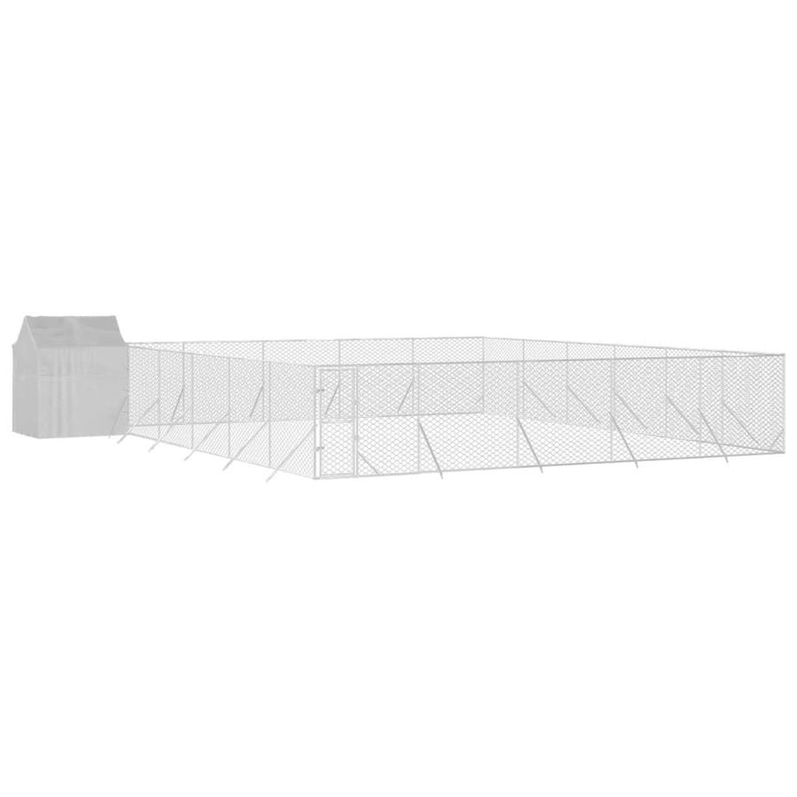Hondenkennel Met Dak 12X12X2,5 M Gegalvaniseerd Staal Zilver 12 x 12 x 2.5 m