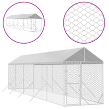 Hondenkennel Met Dak 2X10X2,5 M Gegalvaniseerd Staal Zilver 2 x 10 x 2.5 m