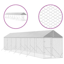 Hondenkennel Met Dak 2X14X2,5 M Gegalvaniseerd Staal Zilver 2 x 14 x 2.5 m