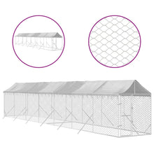 Hondenkennel Met Dak 2X14X2,5 M Gegalvaniseerd Staal Zilver