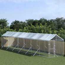 Hondenkennel Met Dak 2X14X2,5 M Gegalvaniseerd Staal Zilver