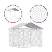 Hondenkennel Met Dak 3X3X2,5 M Gegalvaniseerd Staal Zilverkleur 3 x 3 x 2.5 m