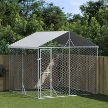Hondenkennel Met Dak 3X3X2,5 M Gegalvaniseerd Staal Zilverkleur 3 x 3 x 2.5 m