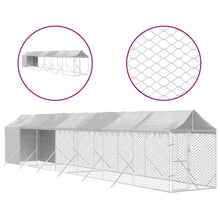 Hondenkennel Met Dak 2X14X2,5 M Gegalvaniseerd Staal Zilver