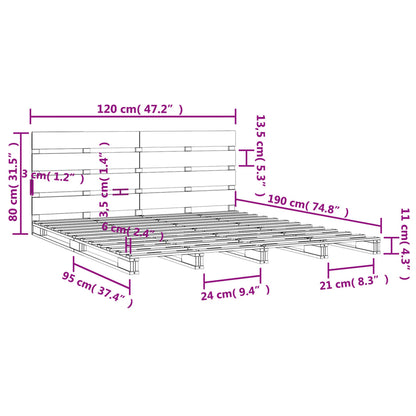 Bedframe Massief Grenenhout 4Ft Small Double 120 x 190 cm Naturel